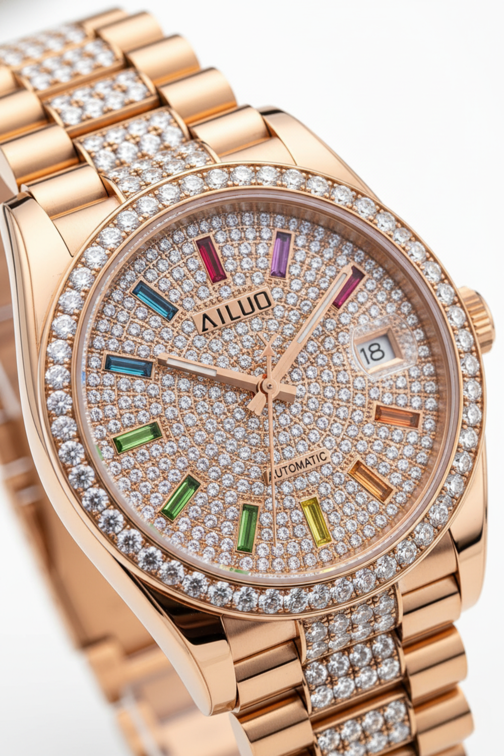 Rose Celestia | Ailuo Rose Gold Diamond Automatic Watch