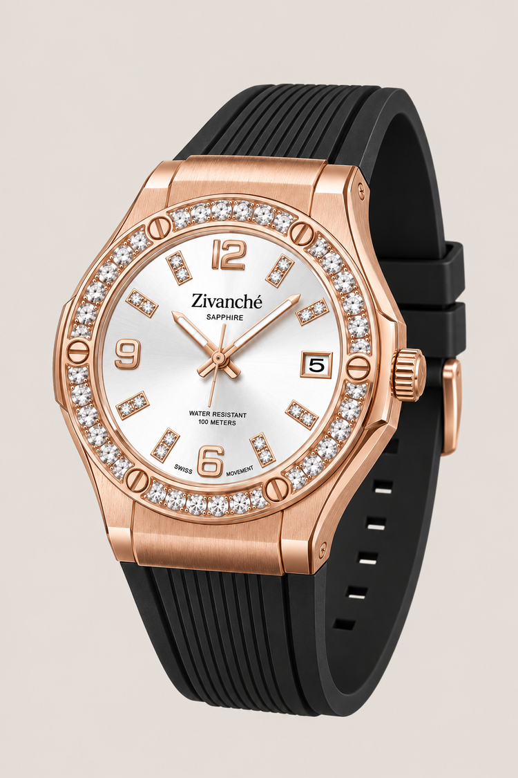 Rosegold Stardust Crystal Elegance Sapphire Watch