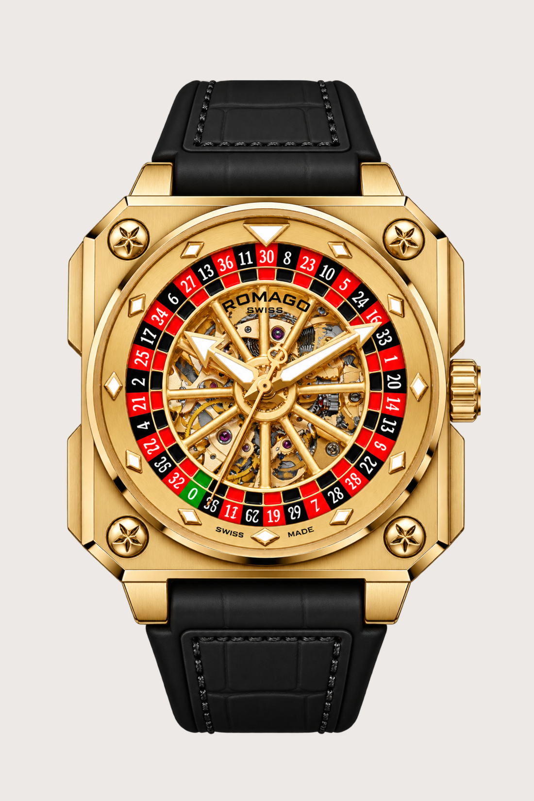 Roulette Master Casino Golden Automatic Watch