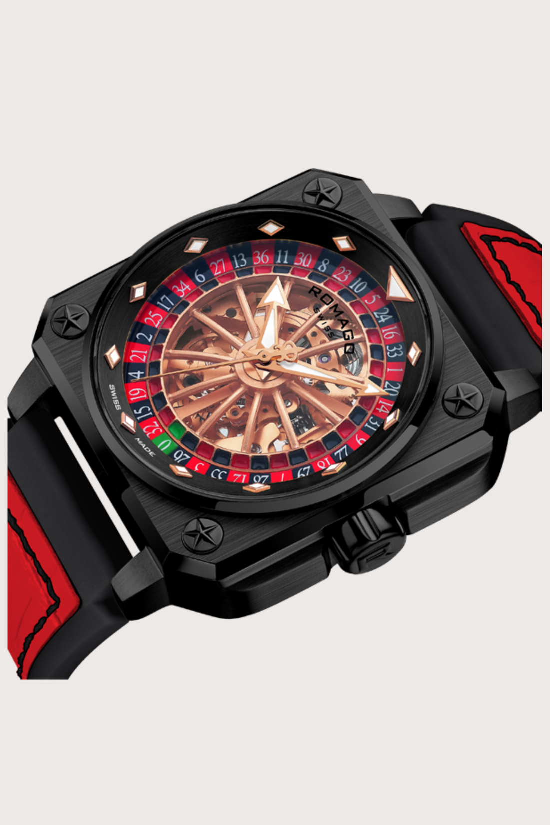 Roulette Master Casino Red & Black Automatic Watch