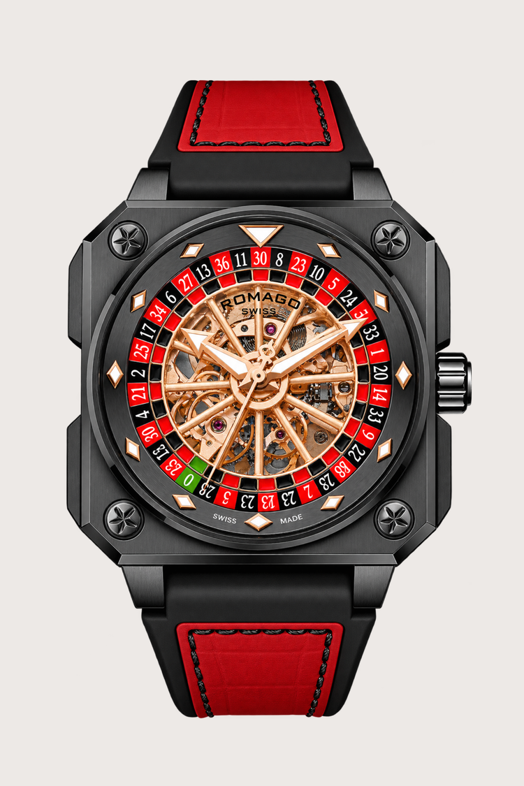 Roulette Master Casino Red & Black Automatic Watch