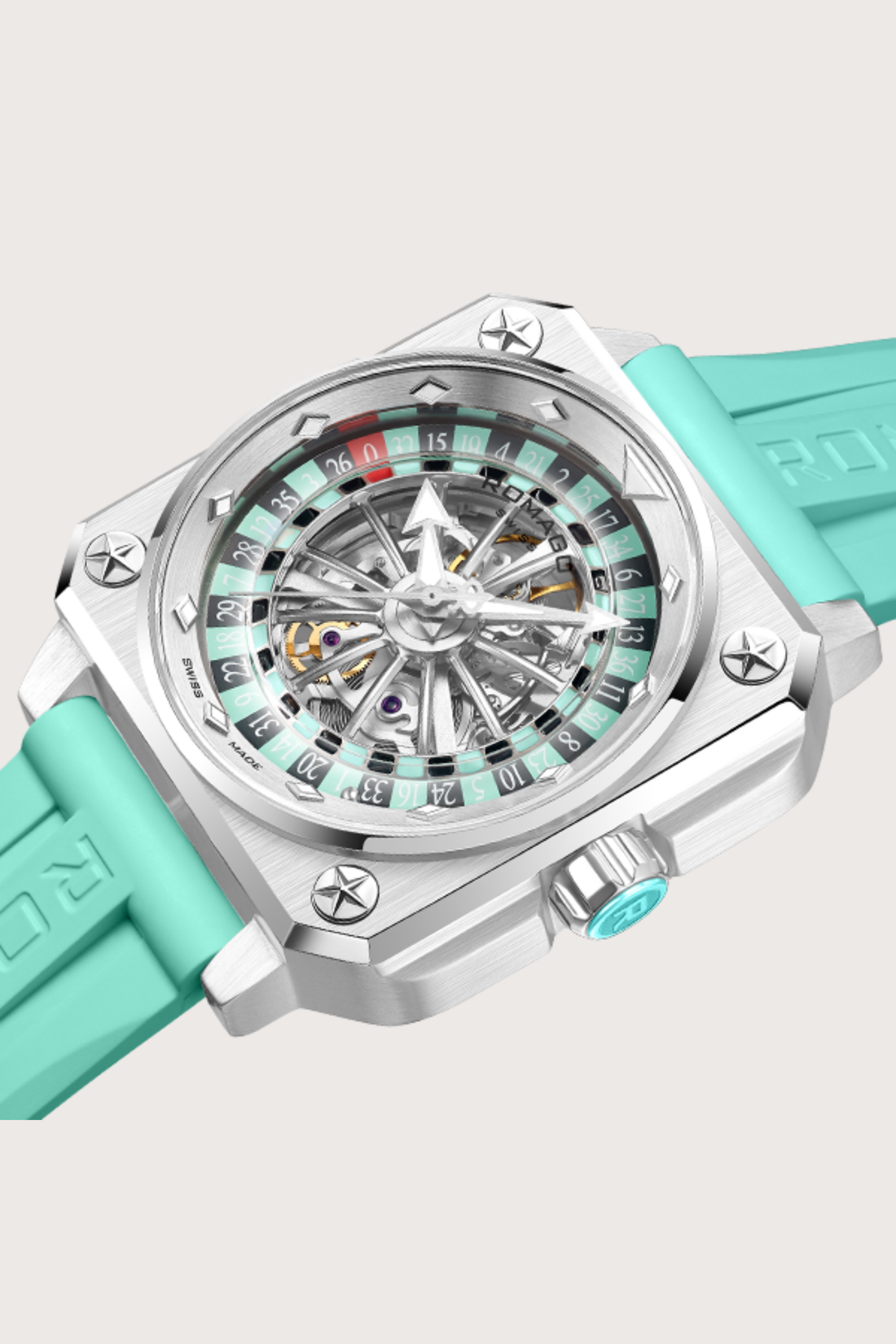 Roulette Master Casino Robin Egg Blue Automatic Watch