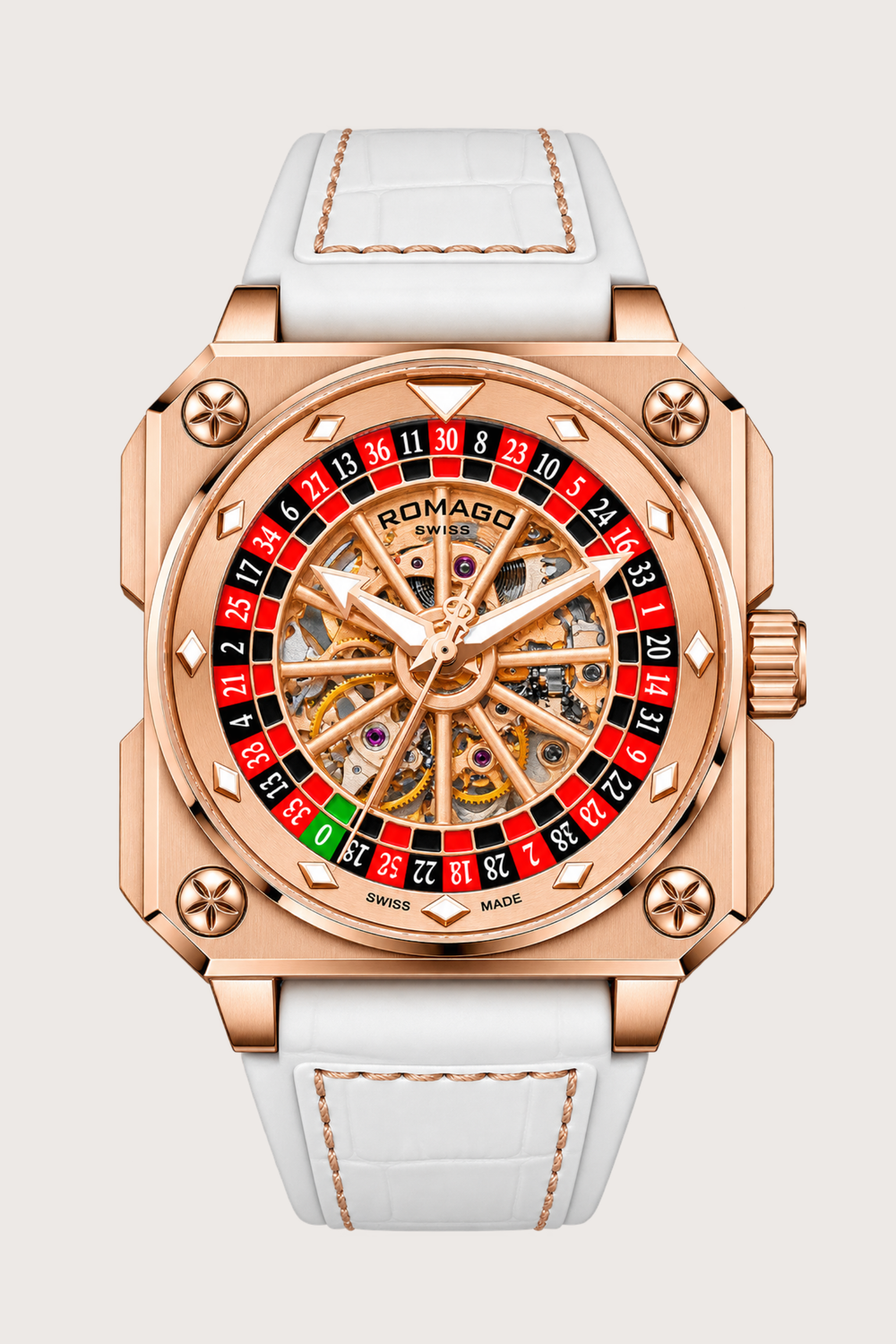Roulette Master Casino Rosegold & White Automatic Watch