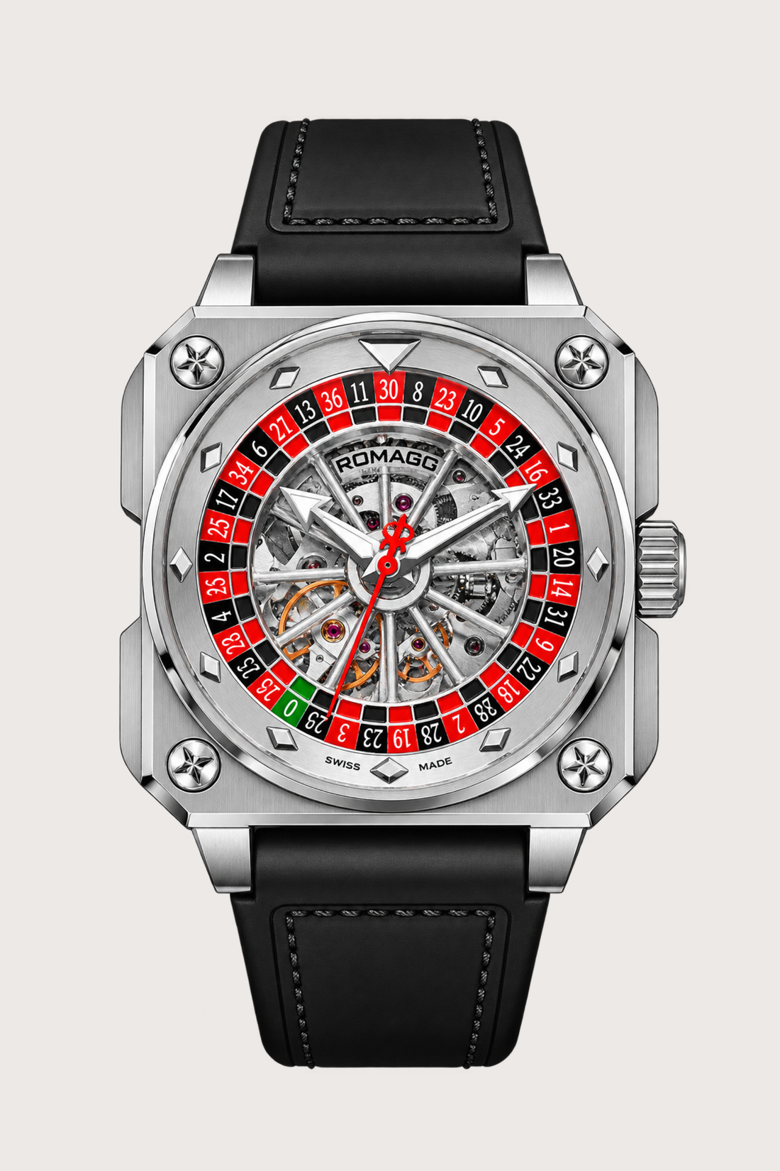 Roulette Master Casino Silver Automatic Watch