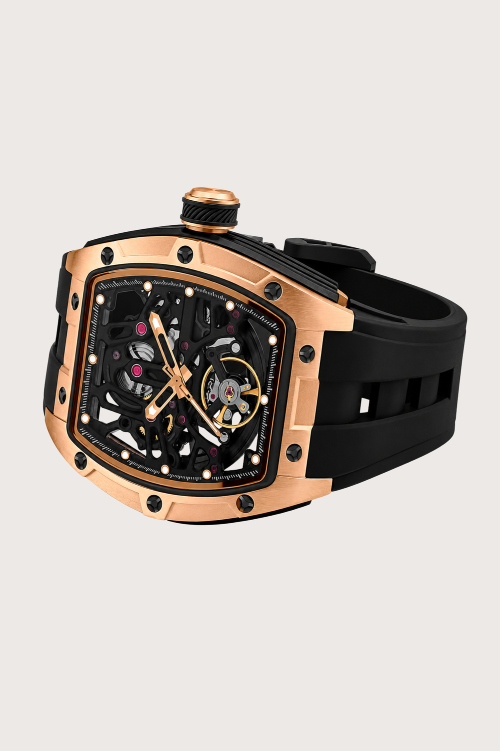 Royal Eclipse Rosegold & Black Skeleton Quartz Watch