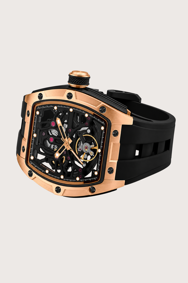 Royal Eclipse Rosegold & Black Skeleton Quartz Watch