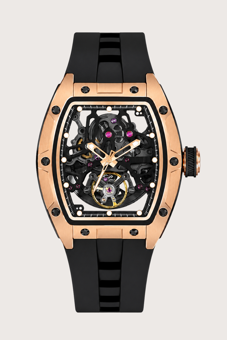Royal Eclipse Rosegold & Black Skeleton Quartz Watch