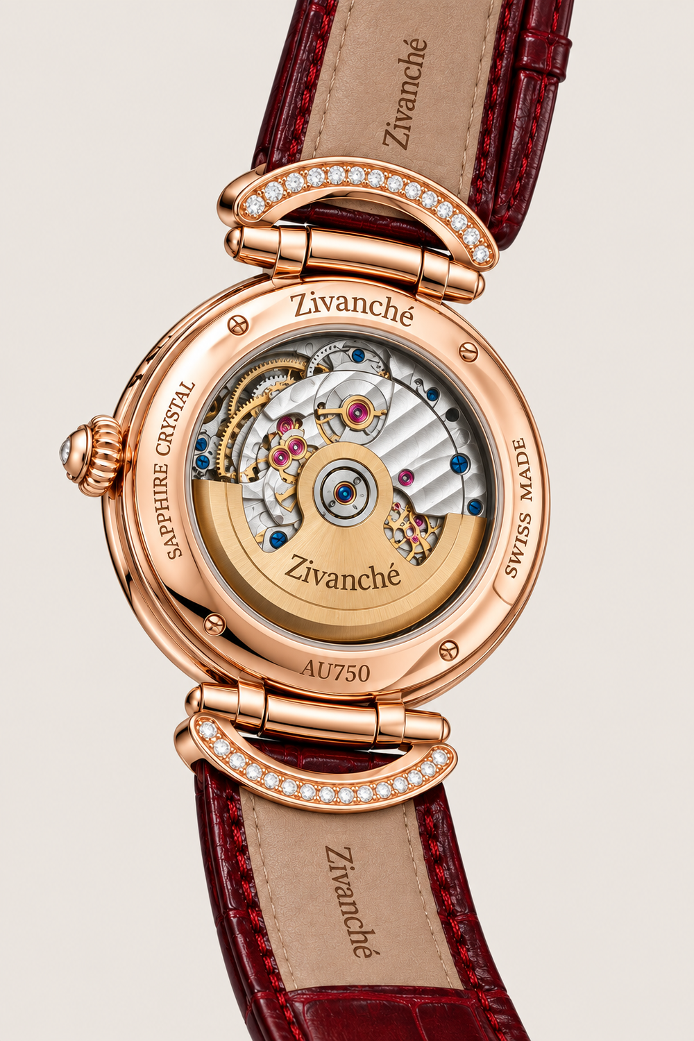 Ruby Halo Skeleton Automatic Diamond Elegance Watch