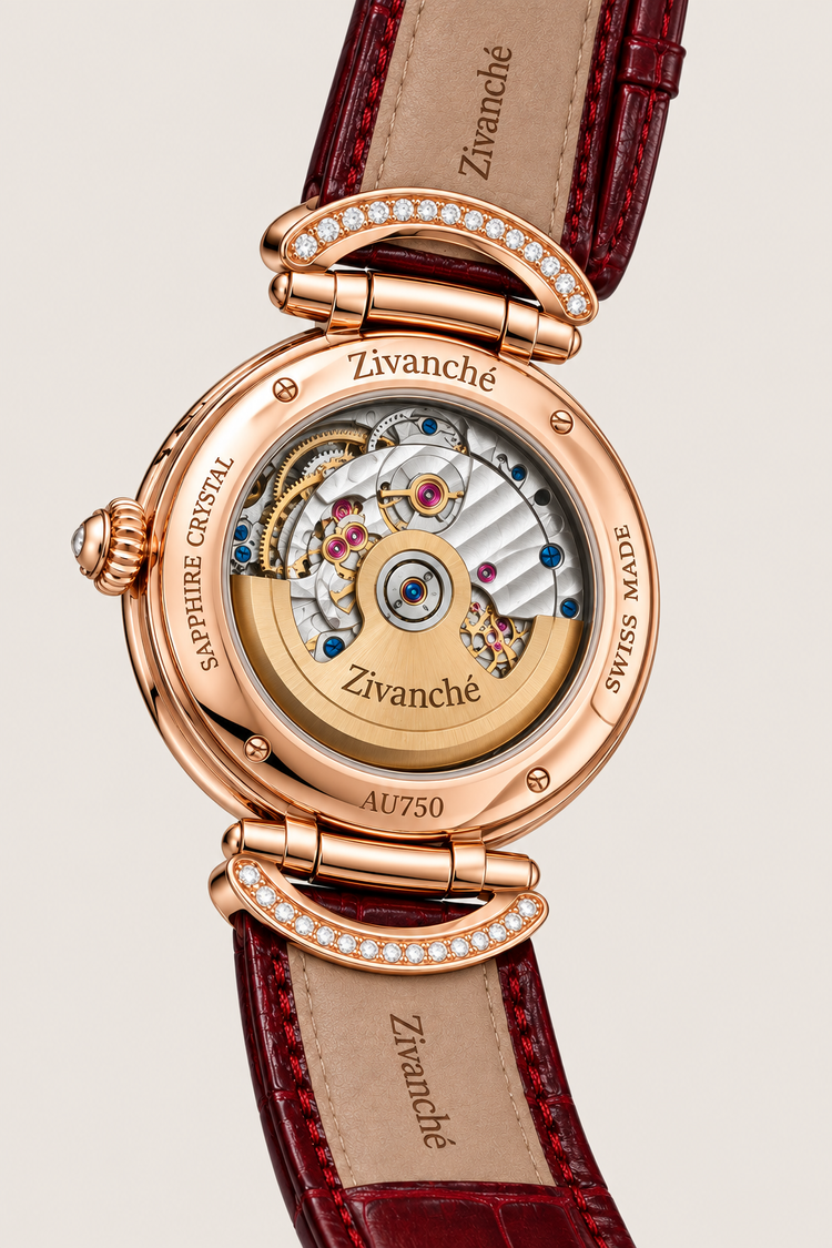 Ruby Halo Skeleton Automatic Diamond Elegance Watch