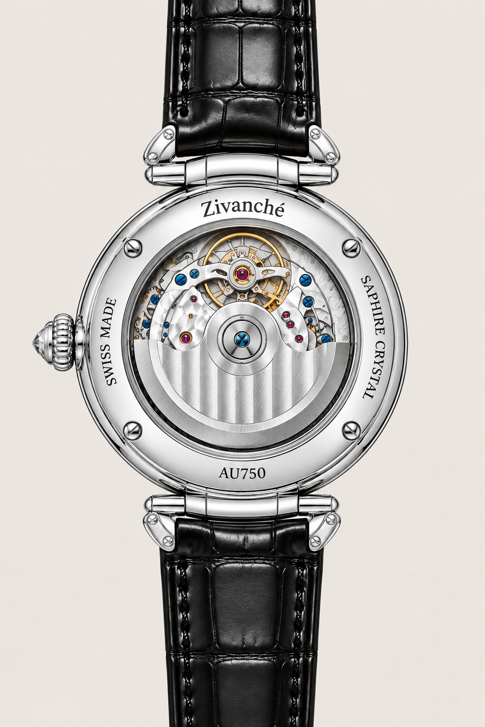 Ruby Halo Skeleton Automatic Diamond Elegance Watch