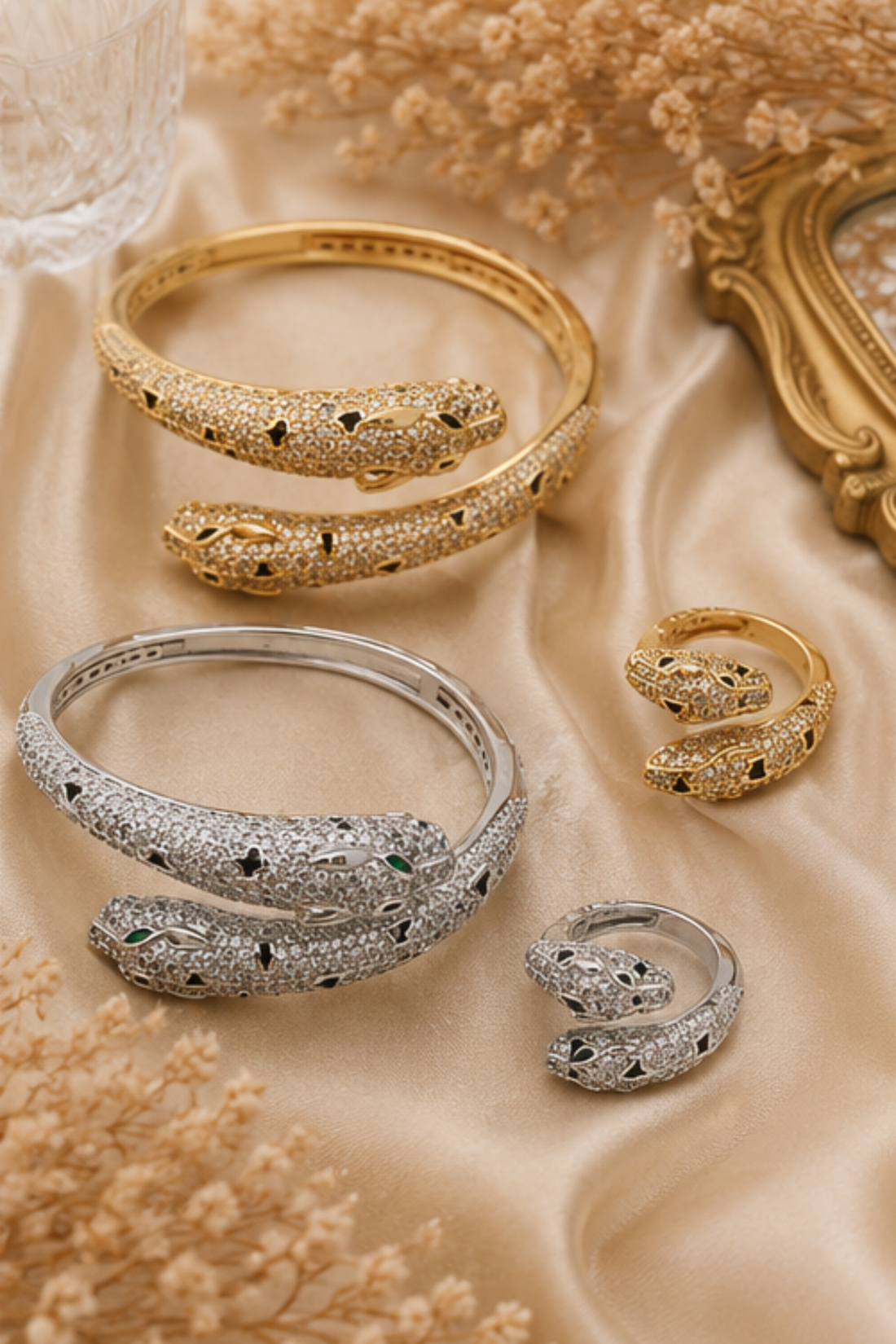 Serpent Radiance Dual Tone Bracelet & Ring Set