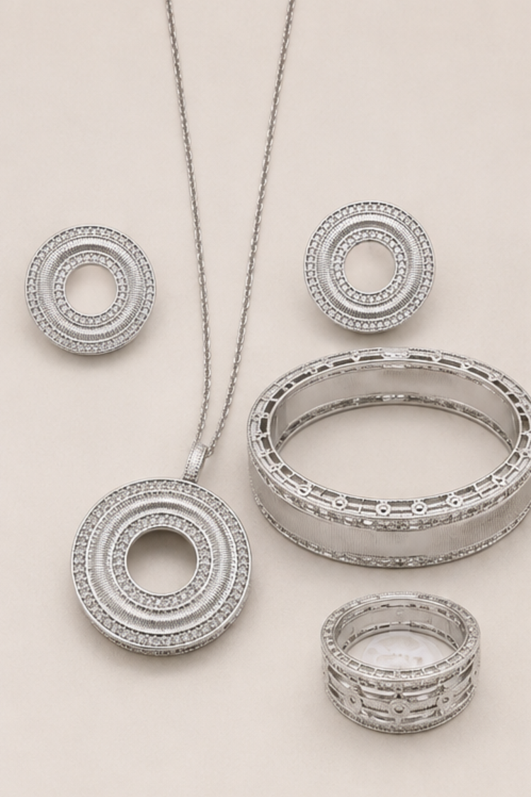 Silver Halo Elegance Jewelry Set
