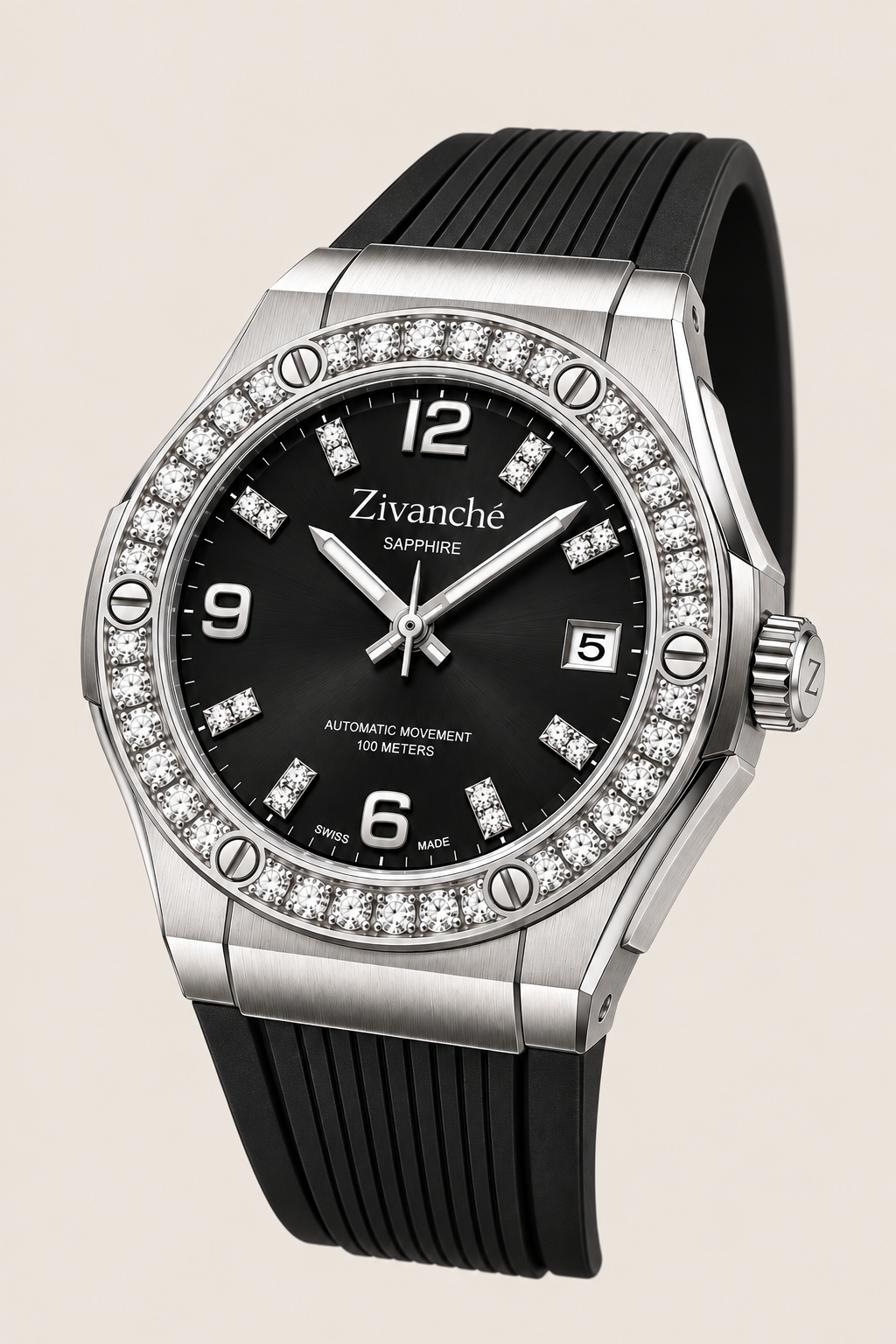 Silver Stardust Crystal Elegance Sapphire Watch - Black