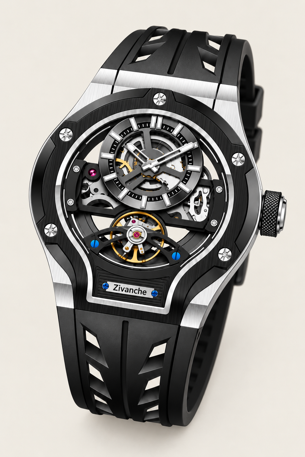 Skelaro Open‑Heart Gear Skeleton Dial Watch