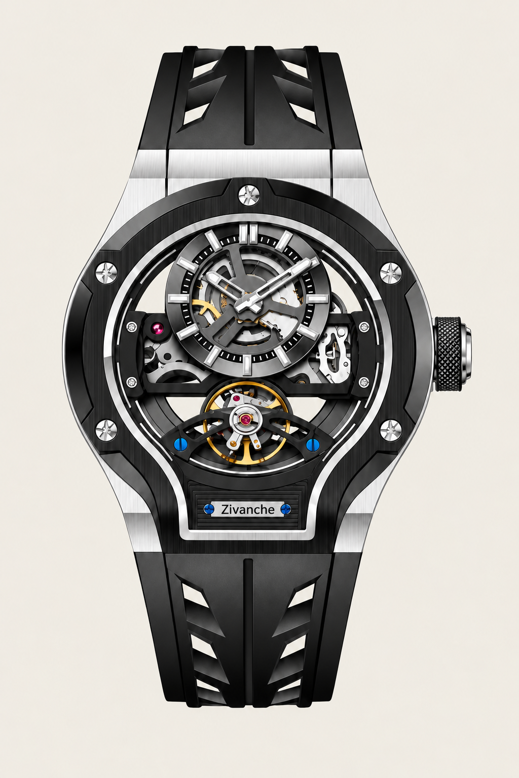 Skelaro Thunderbolt Open‑Heart Gear Skeleton Dial Watch