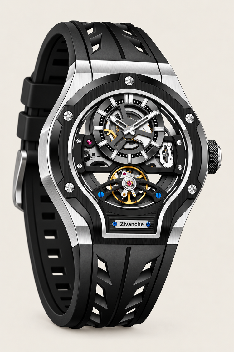Skelaro Open‑Heart Gear Skeleton Dial Watch