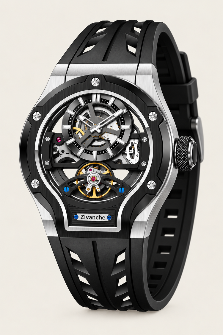 Skelaro Open‑Heart Gear Skeleton Dial Watch