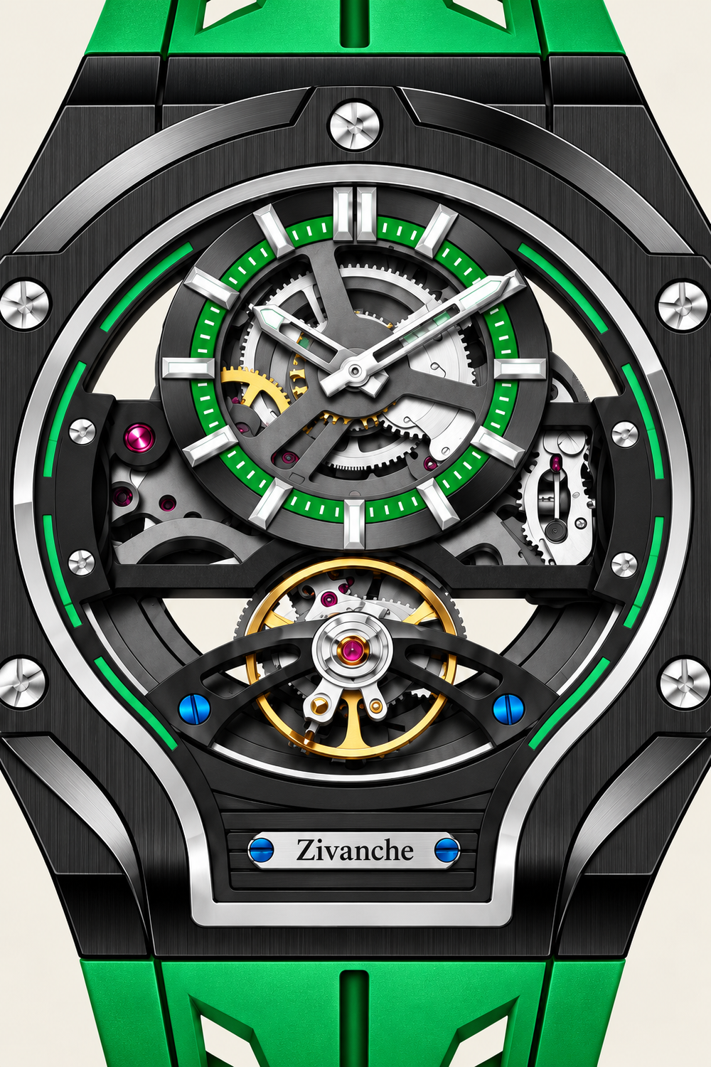 Skelaro Open‑Heart Gear Skeleton Dial Watch