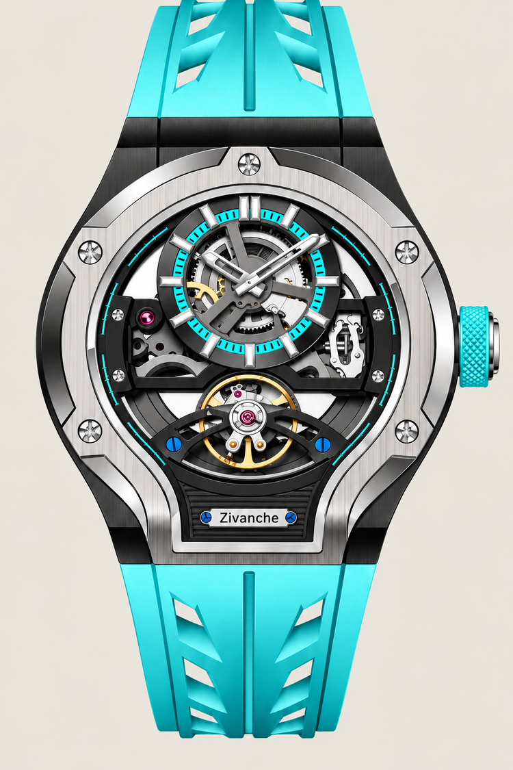 Skelaro Open‑Heart Gear Skeleton Dial Watch