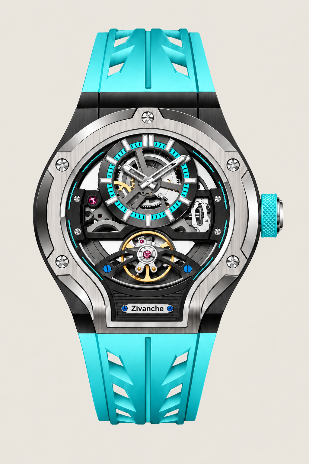 Skelaro Thunderbolt Open‑Heart Gear Skeleton Dial Watch