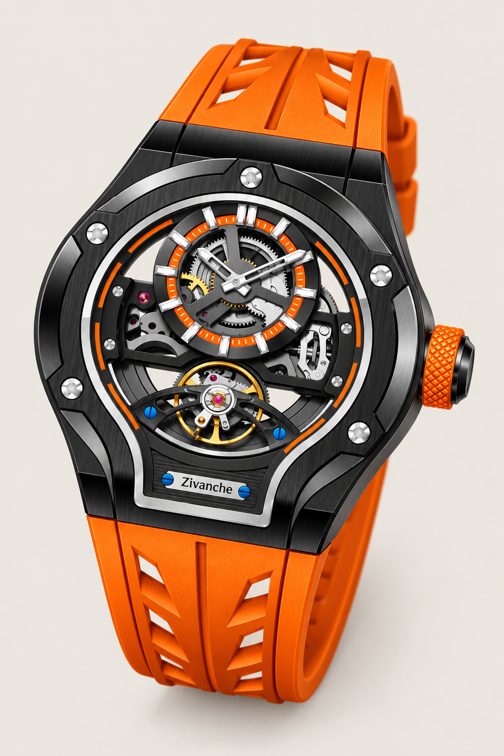 Skelaro Open‑Heart Gear Skeleton Dial Watch
