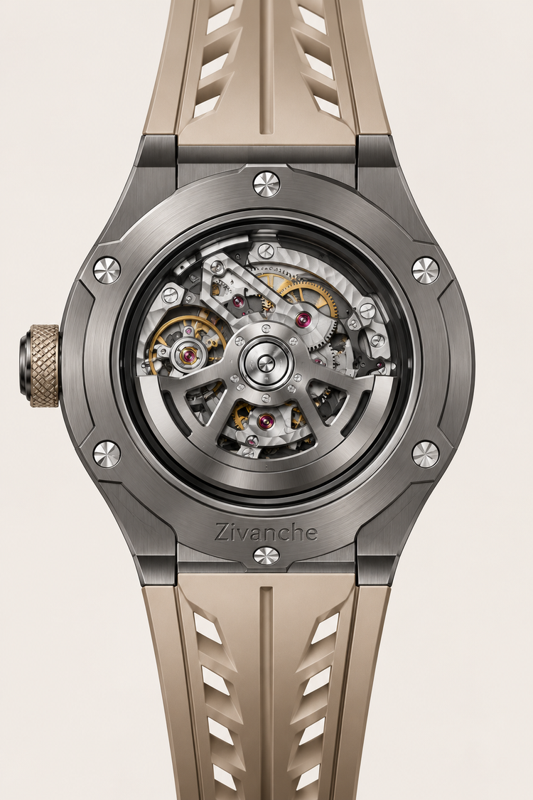 Skelaro Open‑Heart Gear Skeleton Dial Watch