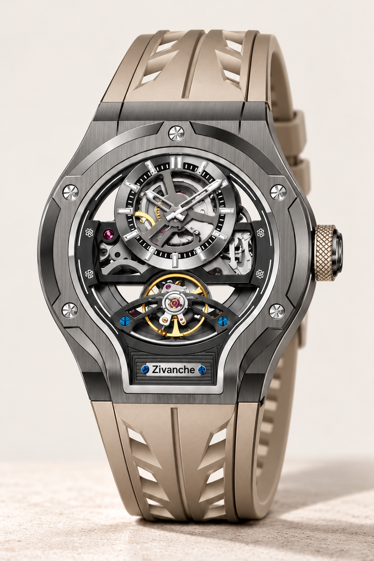 Skelaro Open‑Heart Gear Skeleton Dial Watch