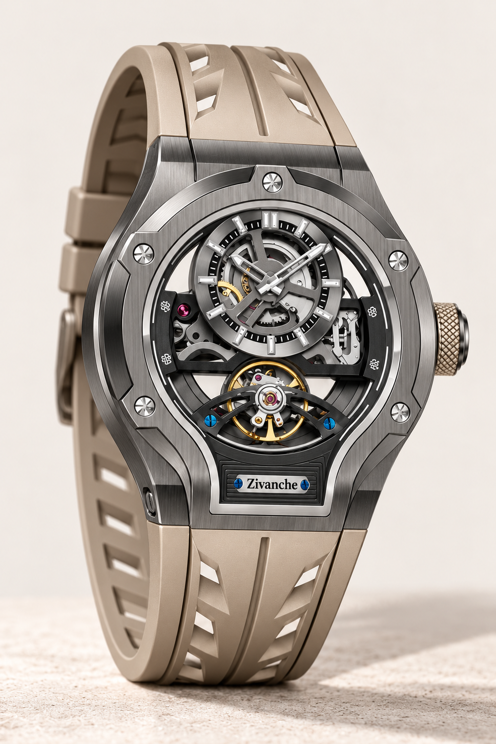 Skelaro Open‑Heart Gear Skeleton Dial Watch