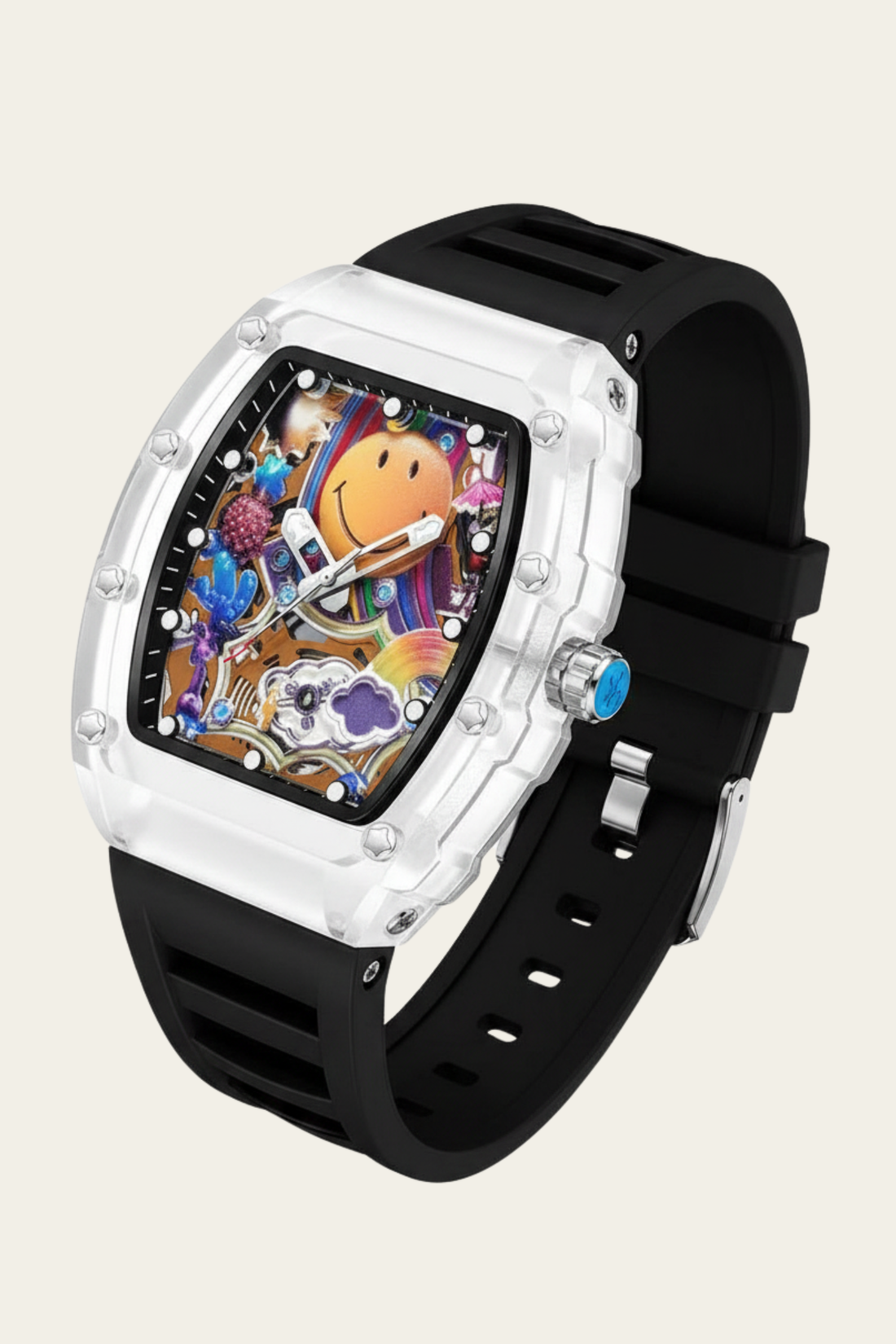 Smiley Creative Spectrum Black Transparent Timepiece Watch