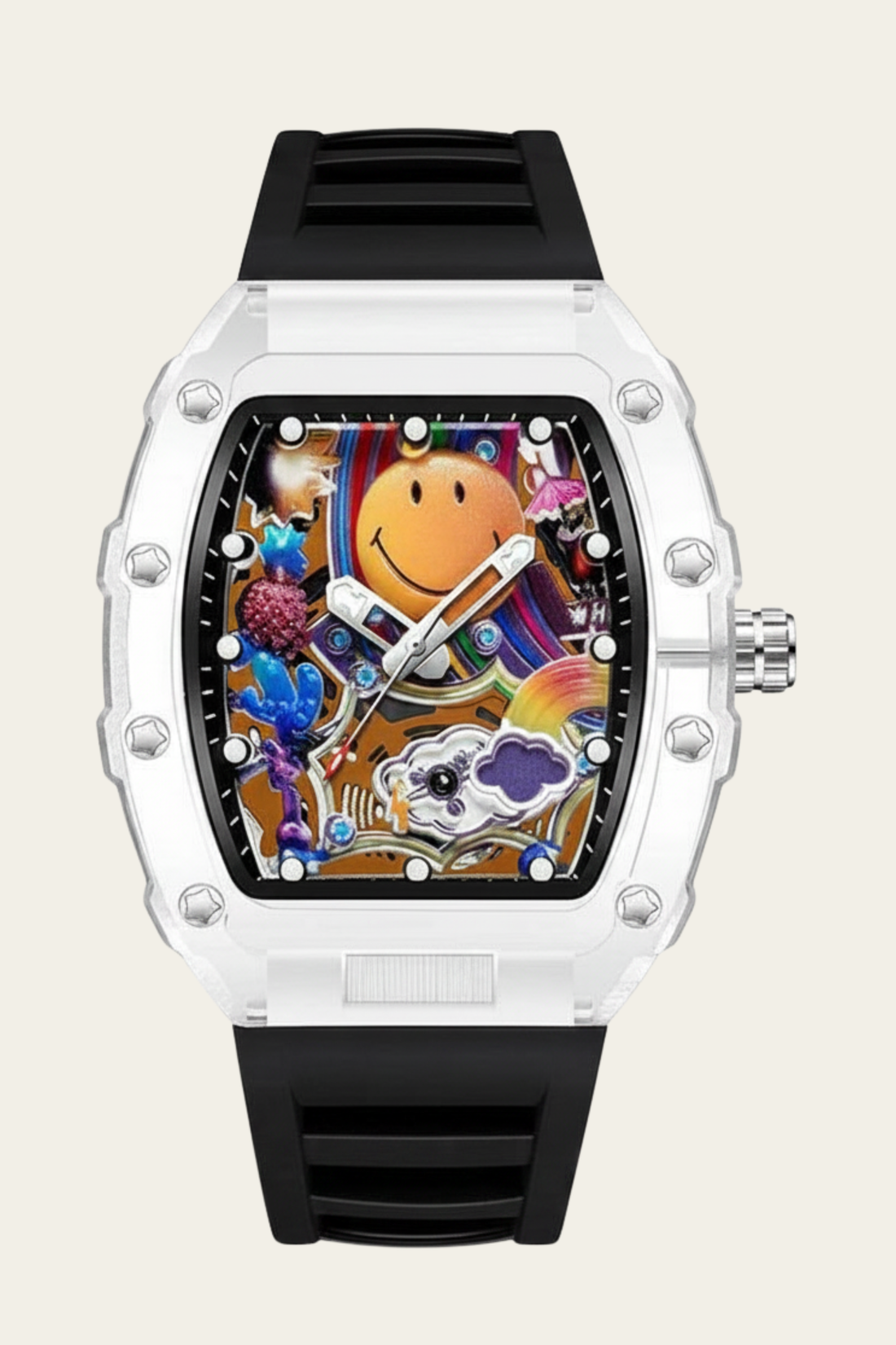 Smiley Creative Spectrum Black Transparent Timepiece Watch