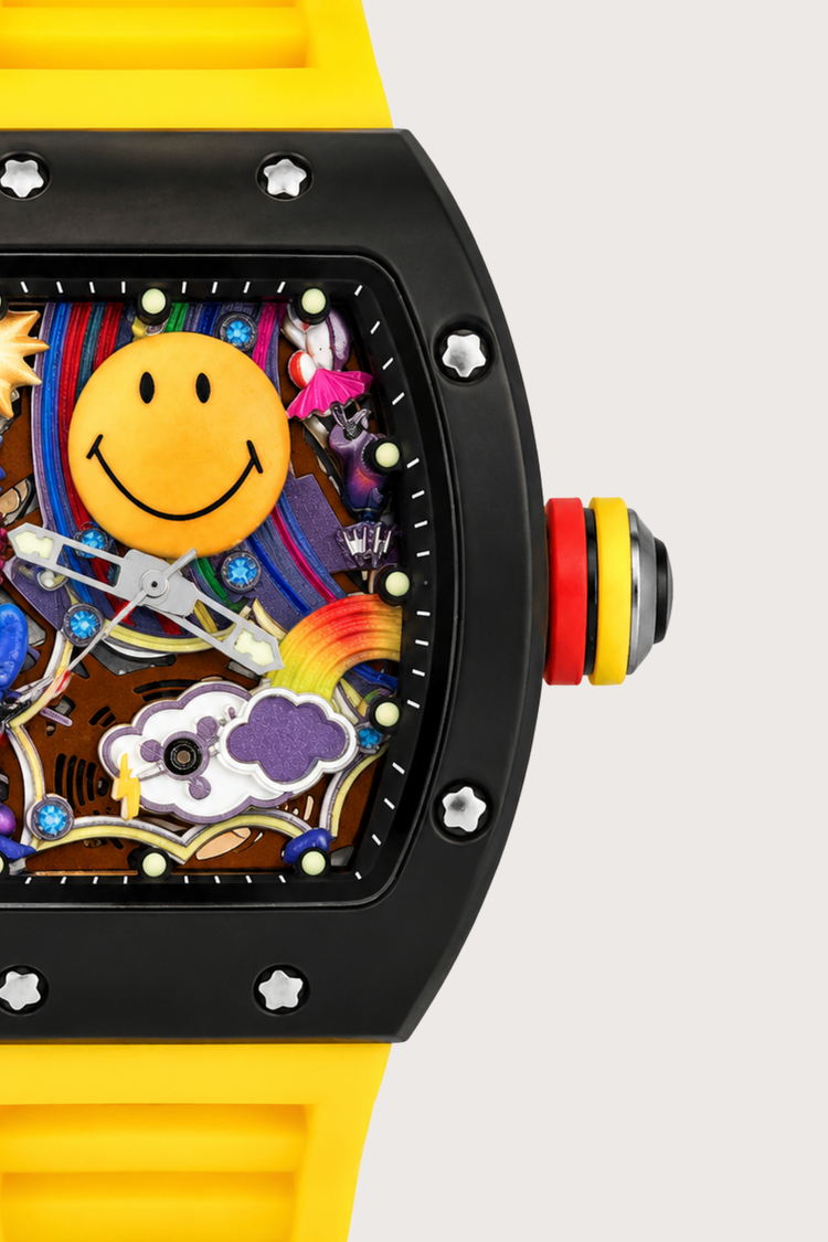 Smiley Creative Spectrum Black & Yellow Transparent Timepiece Watch (43522431)