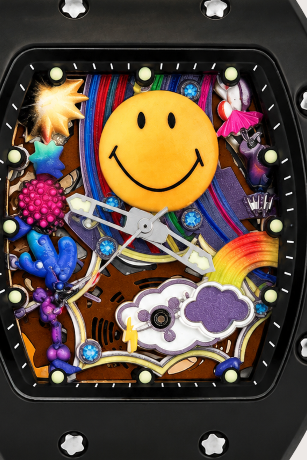 Smiley Creative Spectrum Black & Yellow Transparent Timepiece Watch (43522431)