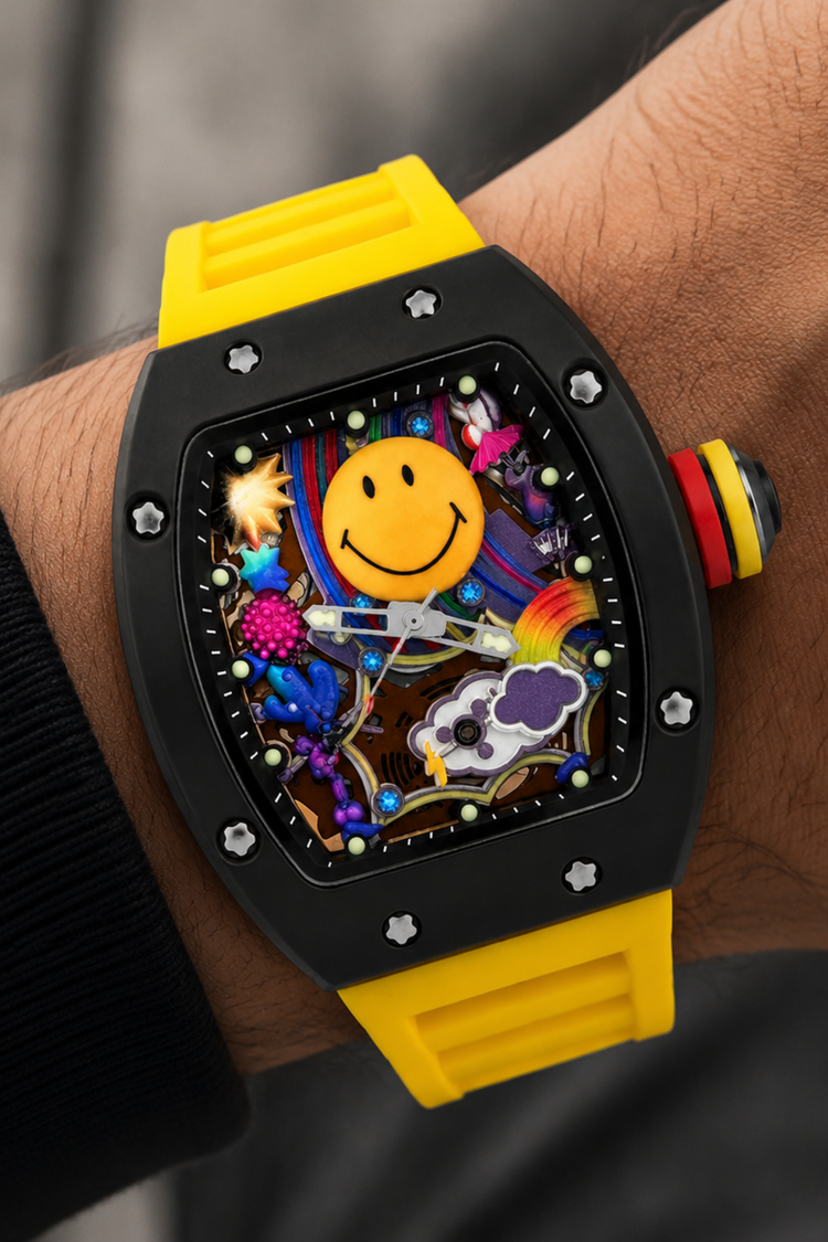 Smiley Creative Spectrum Black & Yellow Transparent Timepiece Watch (43522431)