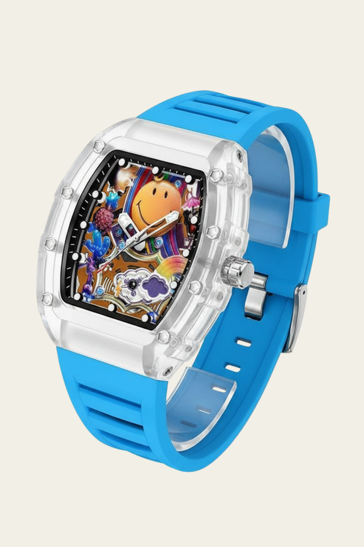 Smiley Creative Spectrum Blue Transparent Timepiece Watch