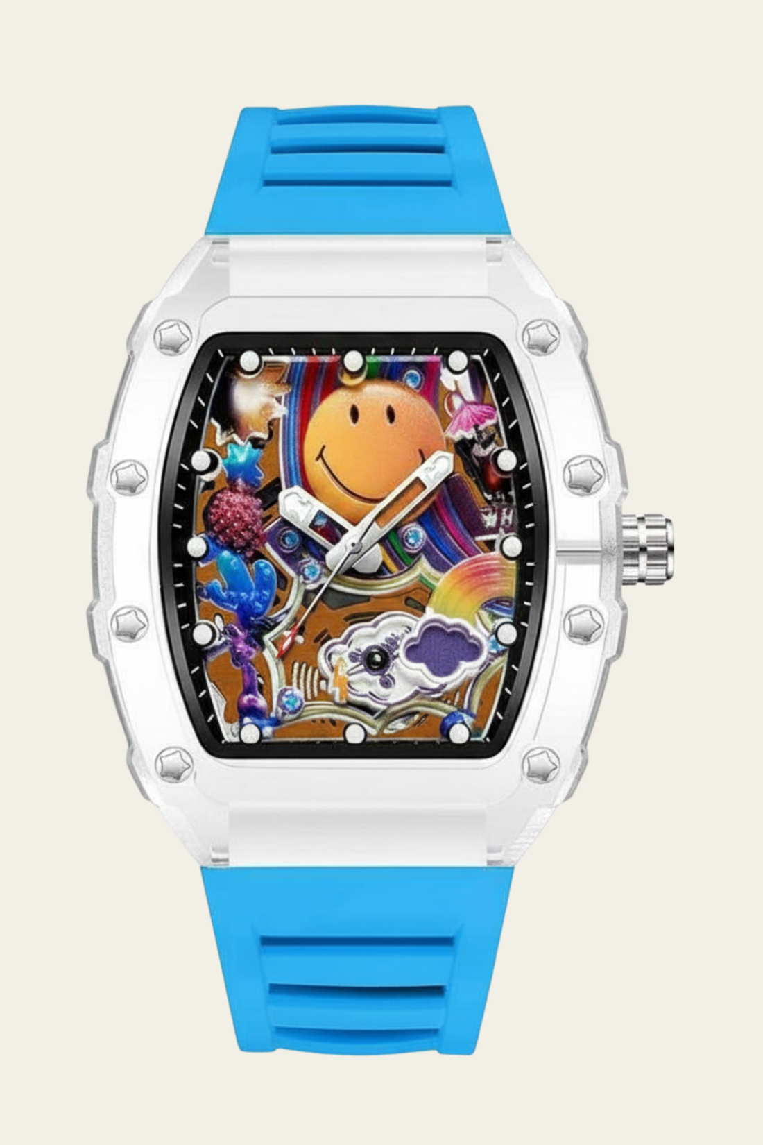 Smiley Creative Spectrum Blue Transparent Timepiece Watch