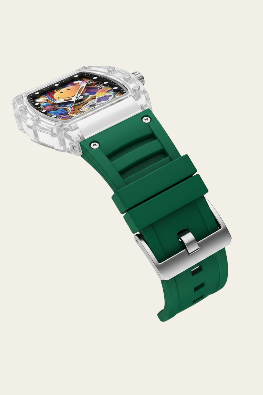 Smiley Creative Spectrum Green Transparent Timepiece Watch