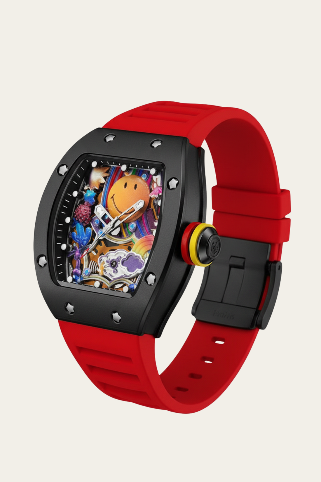 Smiley Creative Spectrum Red-Black Timepiece Watch