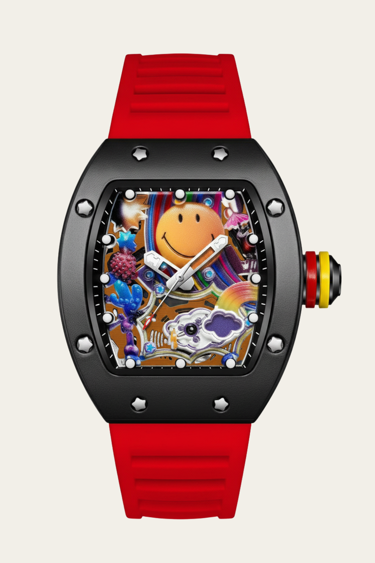 Smiley Creative Spectrum Red-Black Timepiece Watch