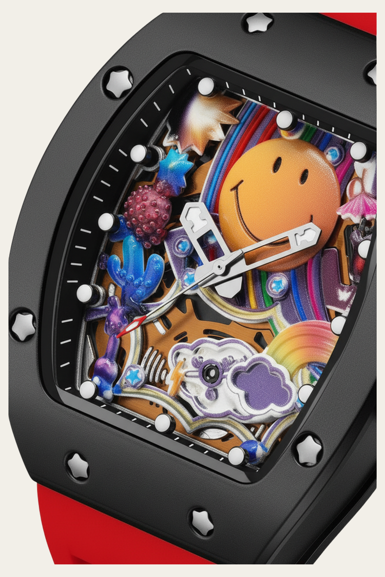 Smiley Creative Spectrum Red-Black Timepiece Watch