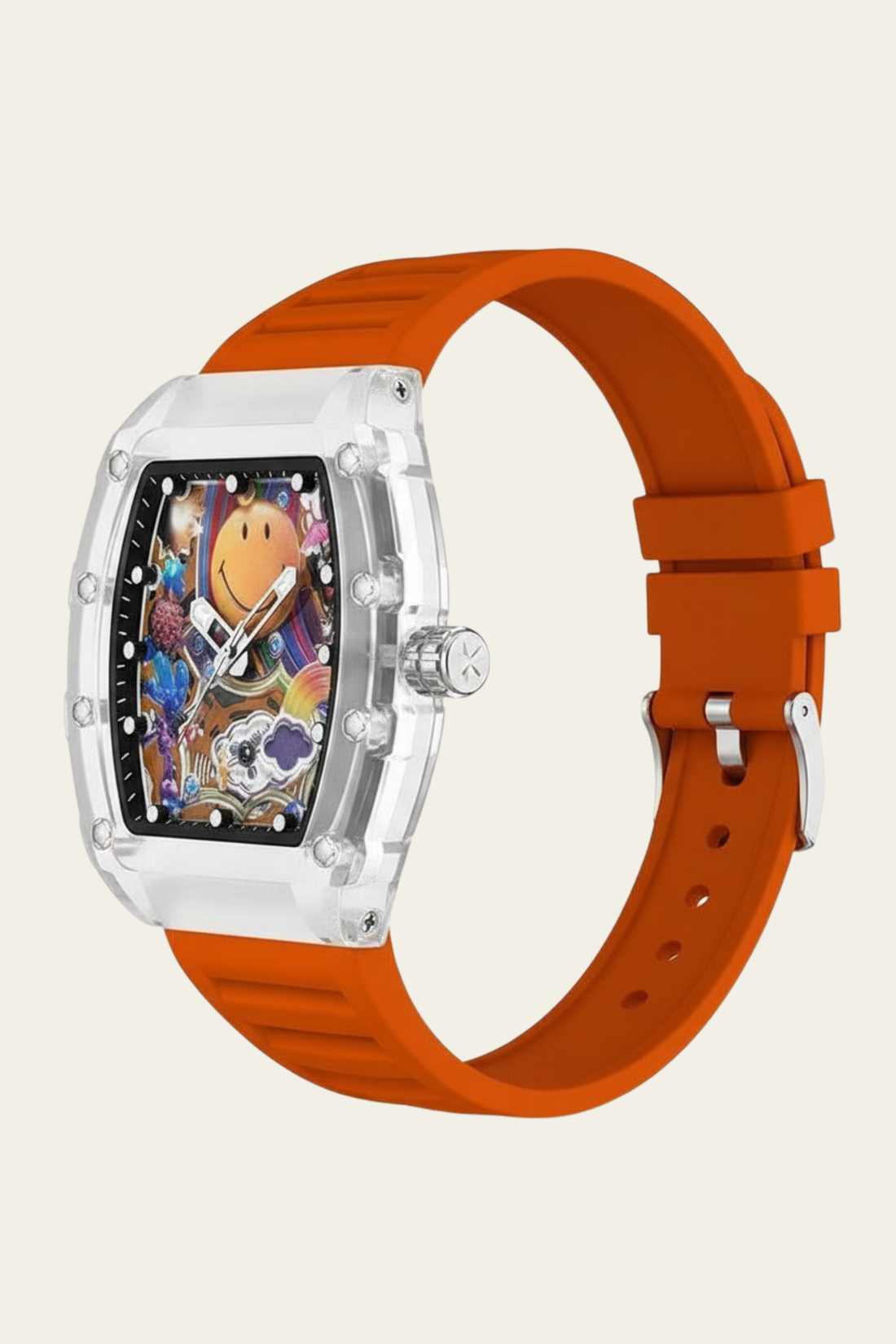 Smiley Creative Spectrum Orange Transparent Timepiece Watch (43665600)