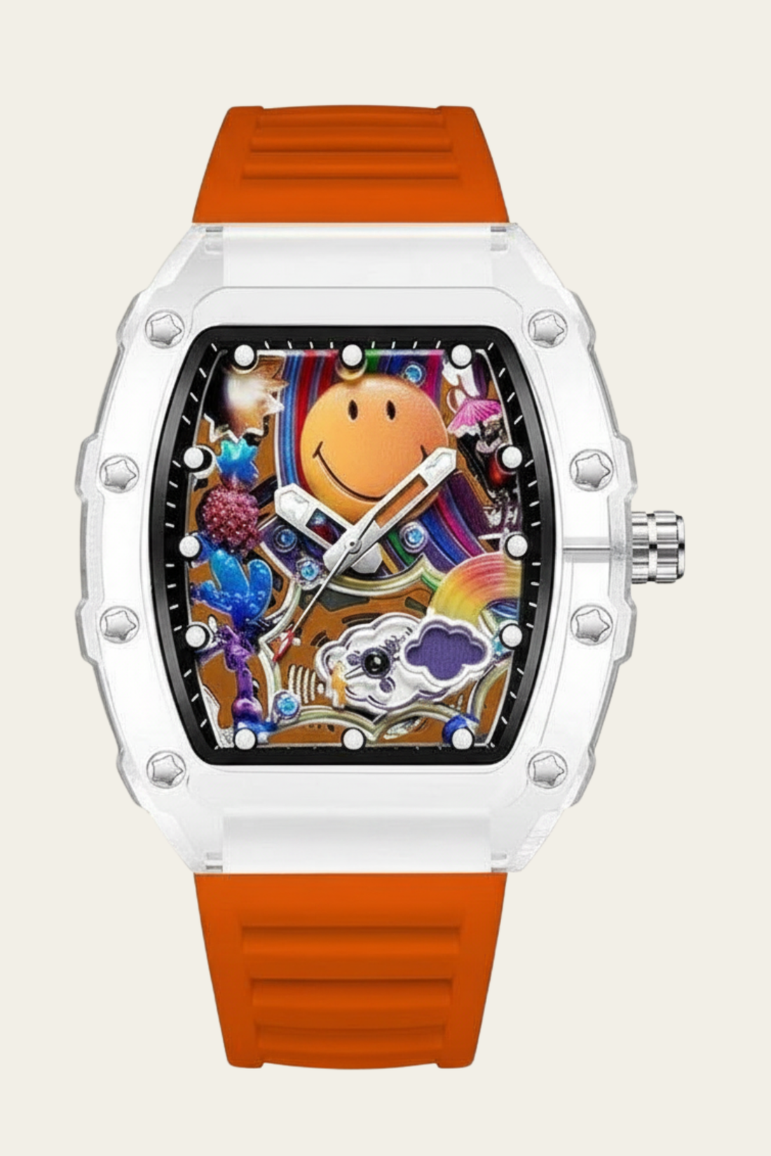 Smiley Creative Spectrum Orange Transparent Timepiece Watch (43665600)