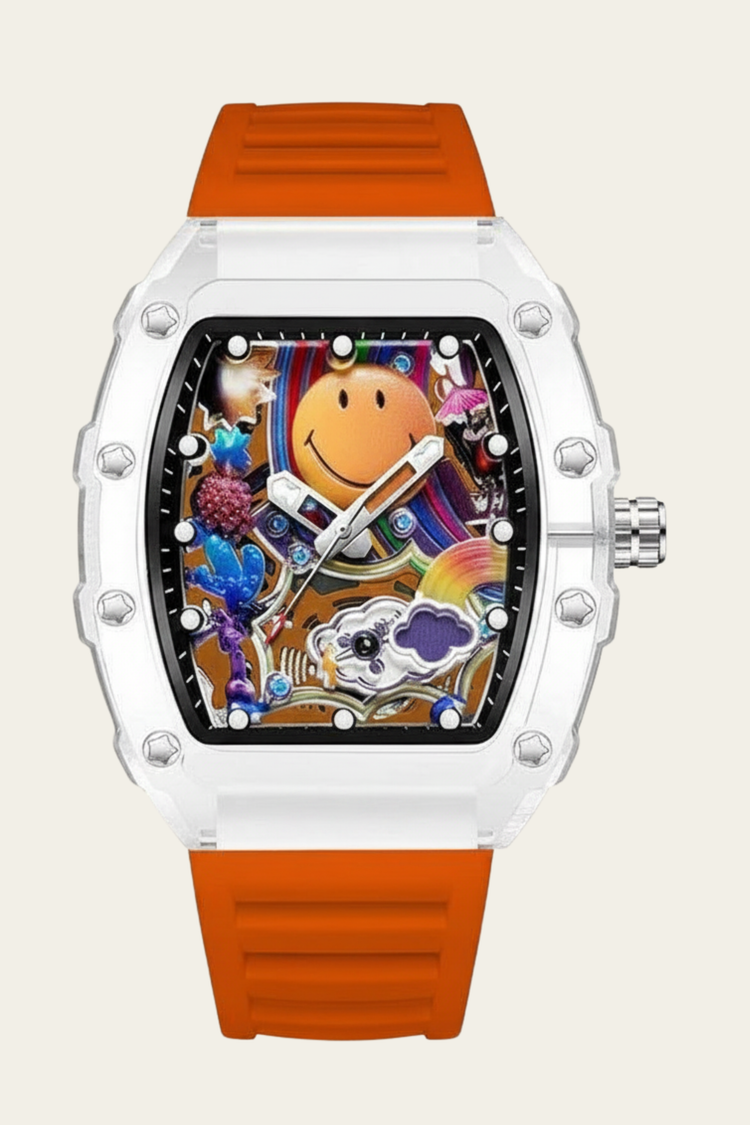 Smiley Creative Spectrum Orange Transparent Timepiece Watch (43665600)