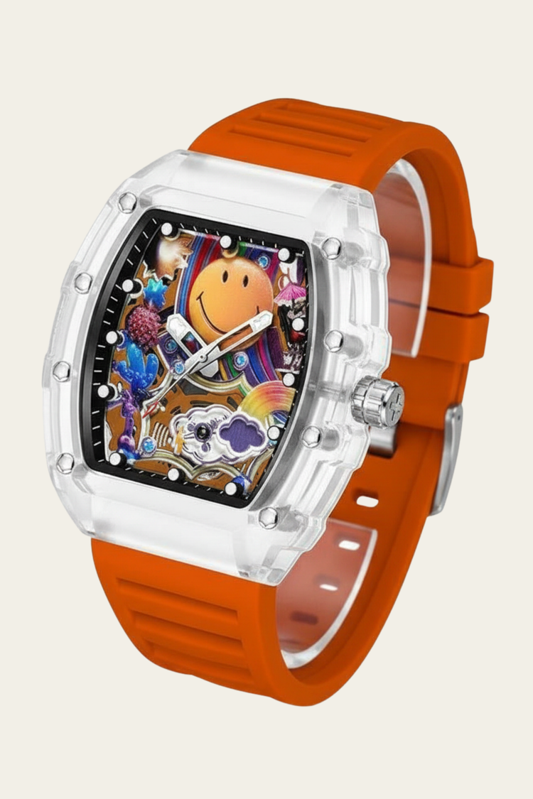 Smiley Creative Spectrum Orange Transparent Timepiece Watch (43665600)