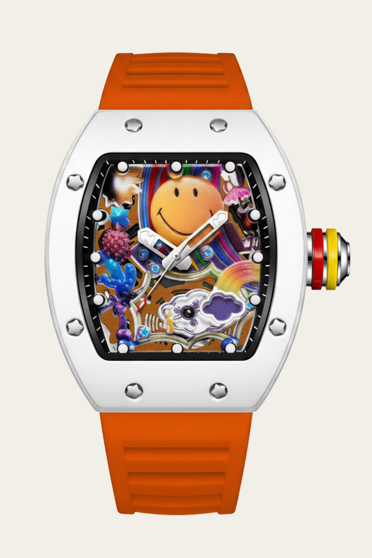 Smiley Creative Spectrum Orange White Timepiece Watch