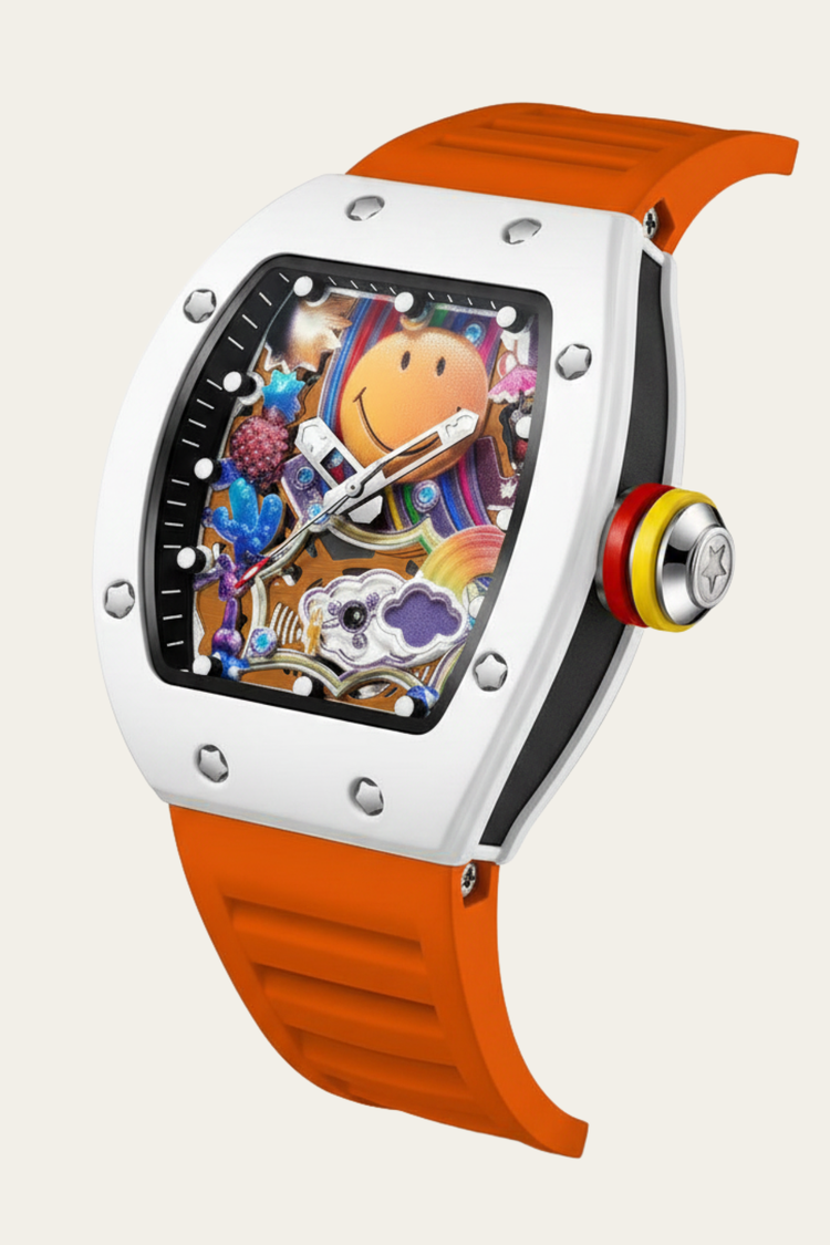 Smiley Creative Spectrum Orange White Timepiece Watch