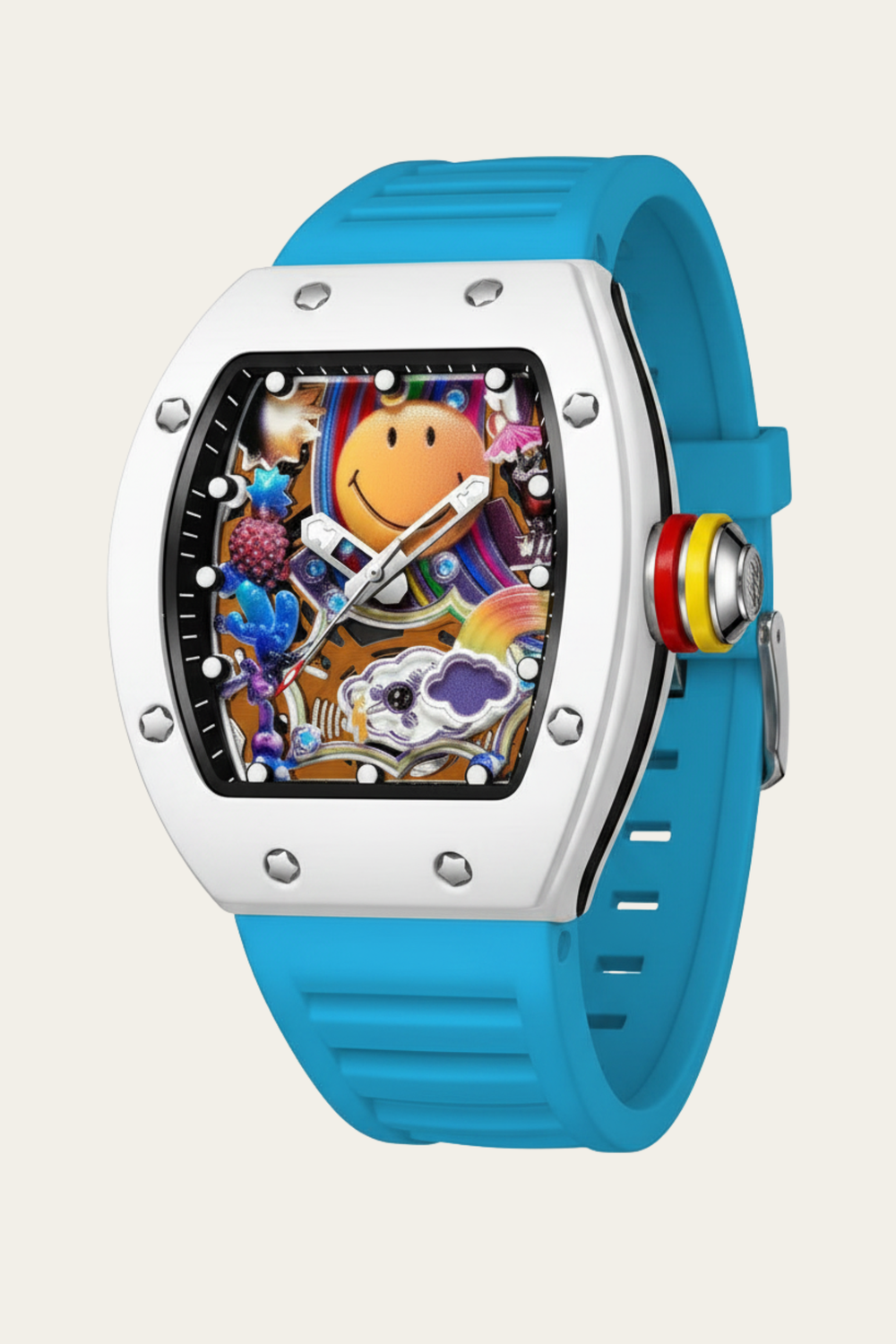 Smiley Creative Spectrum Sky-Blue & White Timepiece Watch