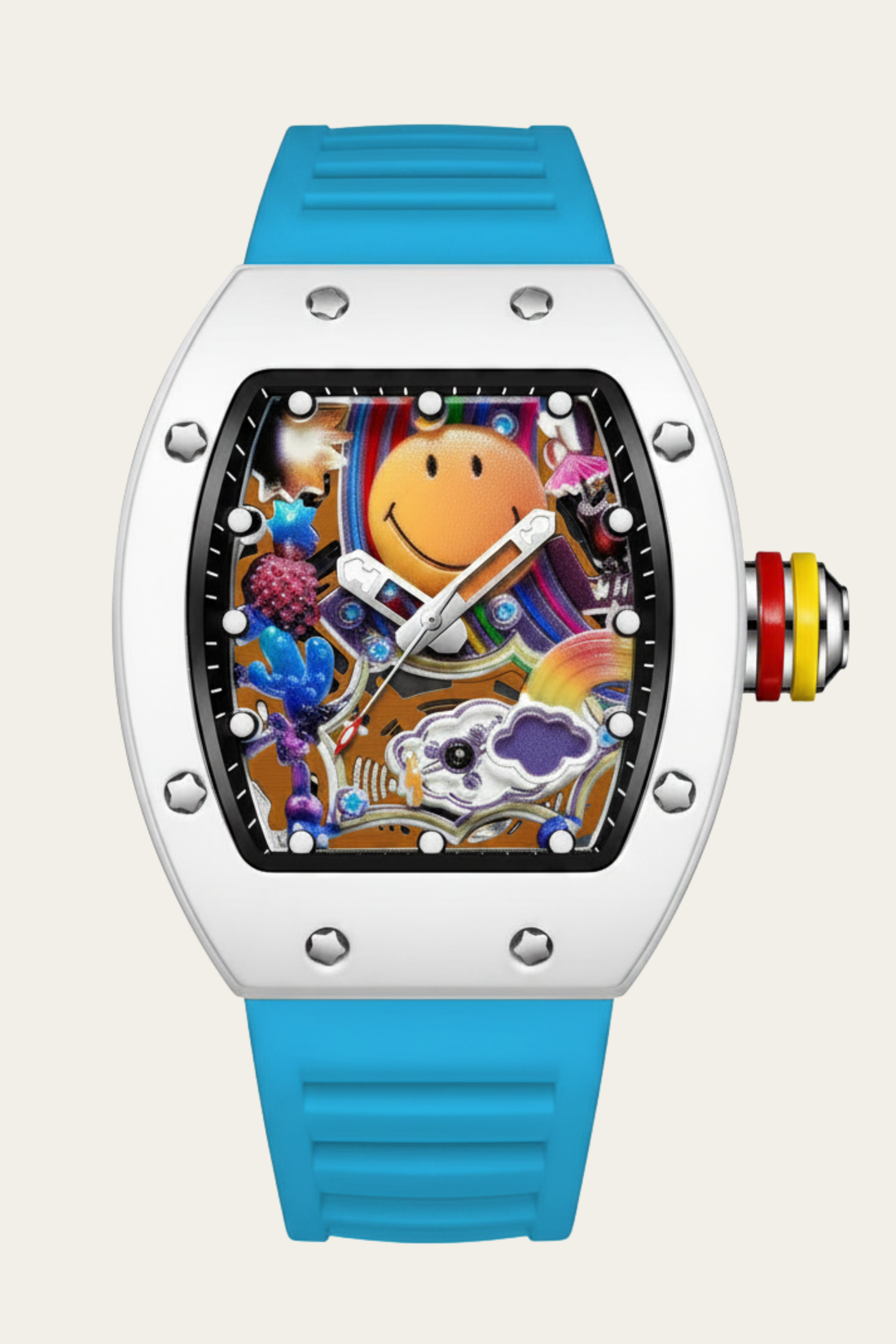 Smiley Creative Spectrum Sky-Blue & White Timepiece Watch