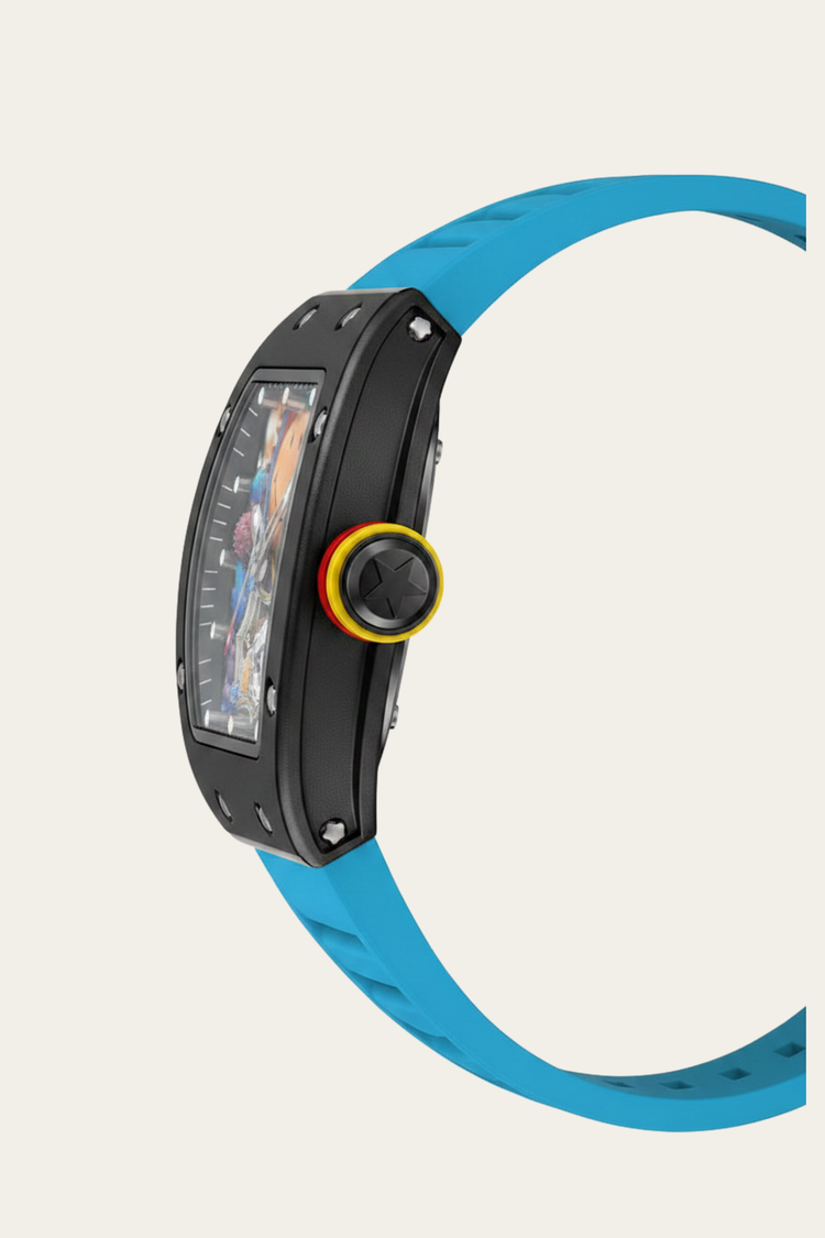 Smiley Creative Spectrum Sky Blue & Black Timepiece Watch