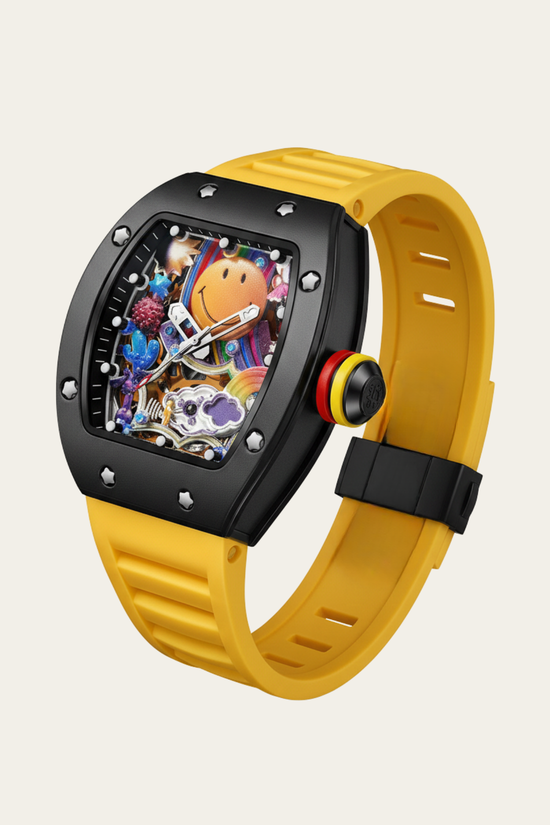 Smiley Creative Spectrum Yellow Black Timepiece Watch
