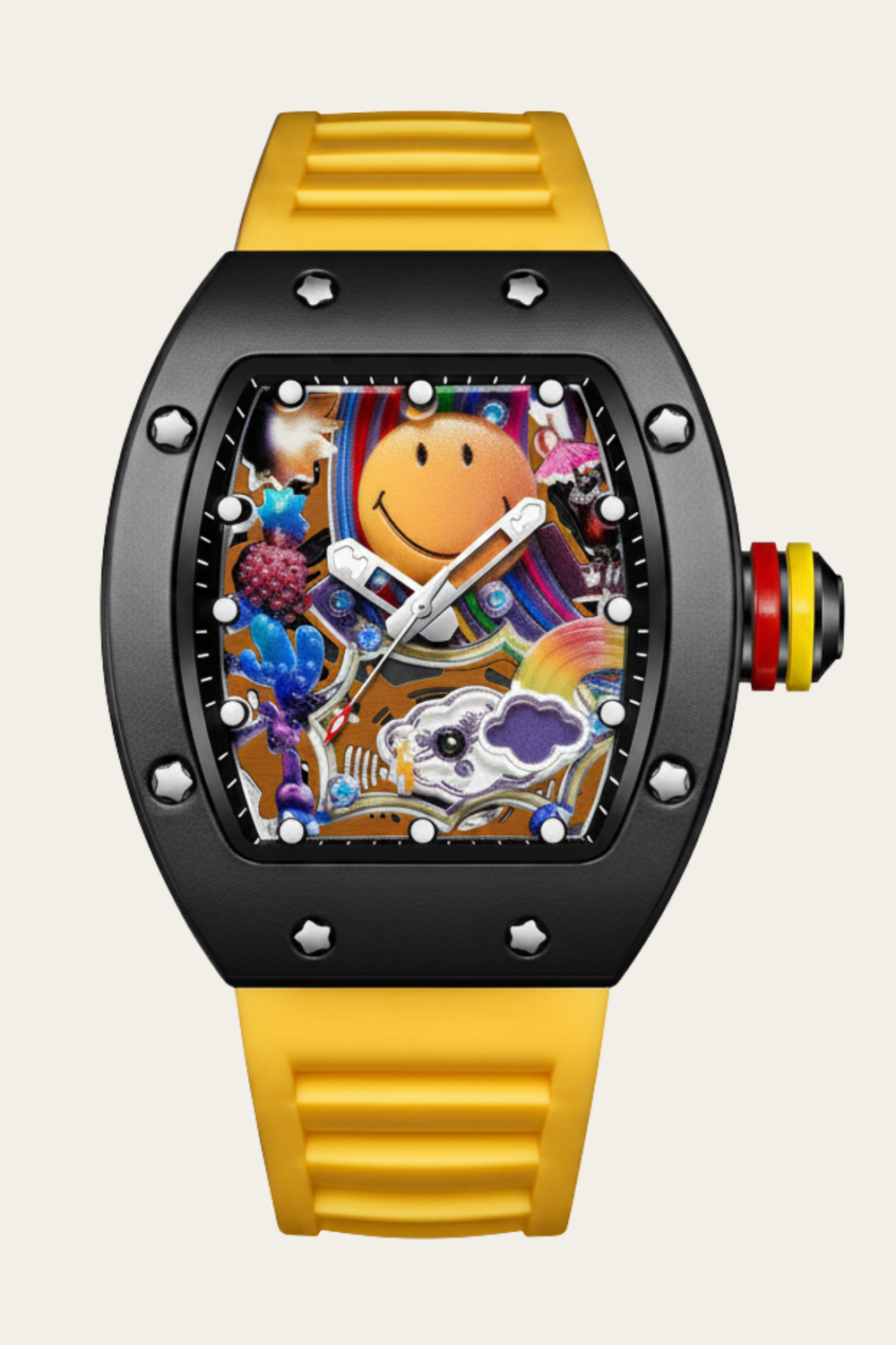 Smiley Creative Spectrum Yellow Black Timepiece Watch
